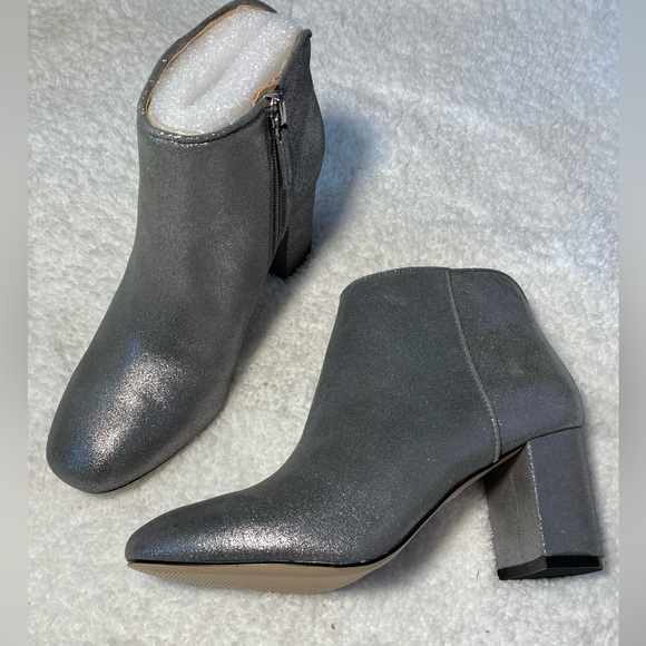 Super cool WHBM Silver leather booties, size 7 - Picture 3 of 12